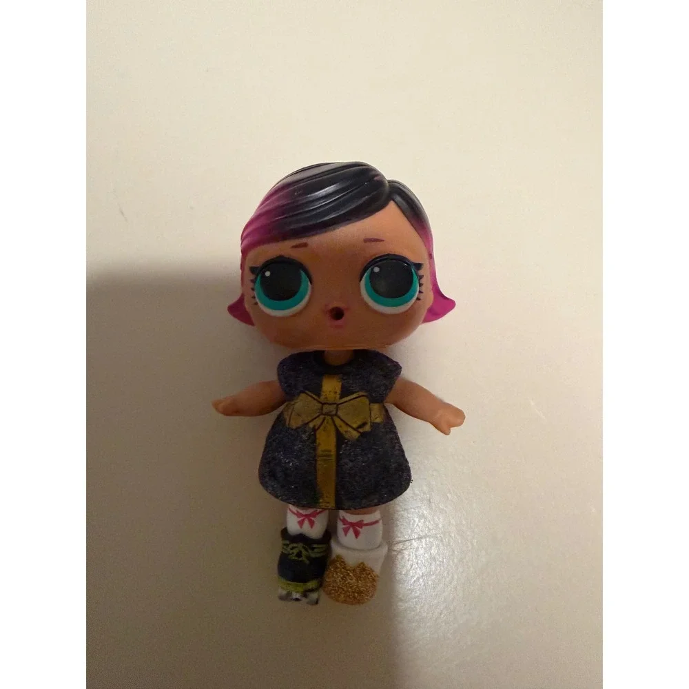 MGA LOL Surprise Doll Pink Black Hair Glitter Dress Gold Bow Roller Skate Boot